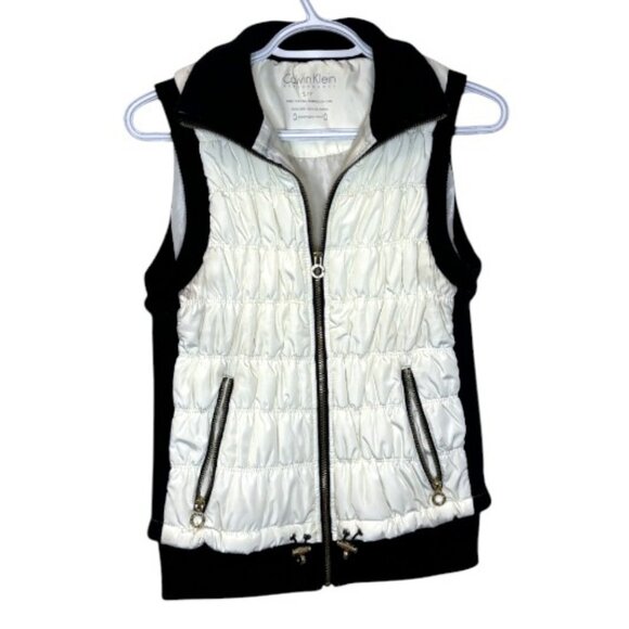 Calvin Klein Performance white and black quilted sleeveless puffer vest size S - Picture 3 of 7